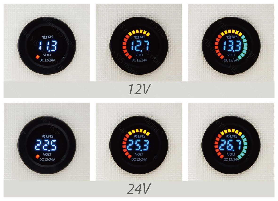 Voltmetro digitale con display a livello di batteria arcobaleno, Produttore di pannelli interruttori a levetta marini, fusibili,  interruttori automatici